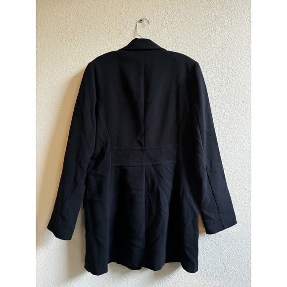 CAbi‎ Black Military Style Long Button Coat Light Weight Black Size 12 - Picture 2 of 8